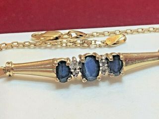 Vintage Estate 14k Gold Natural Blue Sapphire & Diamond Bracelet