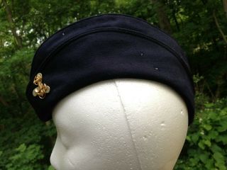 WWII US Navy Waves Woman ' s Wool Uniform Cap/Hat USN WW2 W/Sterling Pin 2