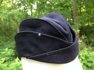 WWII US Navy Waves Woman ' s Wool Uniform Cap/Hat USN WW2 W/Sterling Pin 5