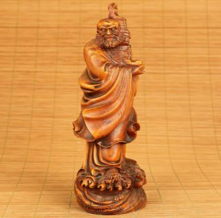 Big Rare Chinese Old Boxwood Hand Carved Bodhidharma Statue Figure