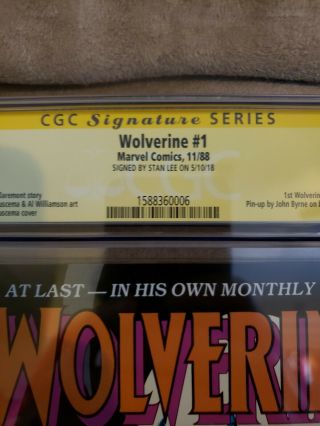 Wolverine 1 WP CGC 9.  8 SS Signed Stan Lee 1988 1st App Wolverine Patch Rare 2