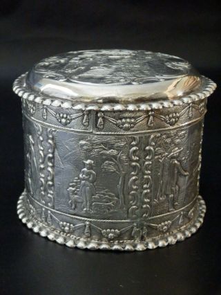 Rare Solid Silver Antique 19th Century Dutch Box / Dressing Table Pot,  Victorian 4