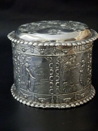 Rare Solid Silver Antique 19th Century Dutch Box / Dressing Table Pot,  Victorian 5