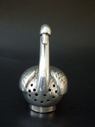Rare Novelty Solid Silver Antique Swan Pepper Pot,  19th Century Victorian London 3