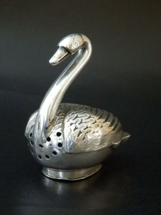 Rare Novelty Solid Silver Antique Swan Pepper Pot,  19th Century Victorian London 4