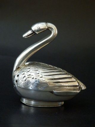 Rare Novelty Solid Silver Antique Swan Pepper Pot,  19th Century Victorian London 5