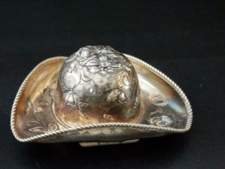 Rare Novelty Solid Silver Antique 19th Century Snuff Box Tricorn Hat,  Victorian 3
