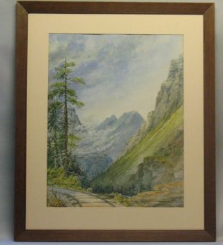 Antique 19th C.  Watercolor Painting Of Railroad Sierra Madres Artist Signed