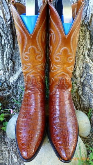 Vintage Lucchese Classics " Hornback Lizard " Skin 10 D Exotic " Rare " Western Boot