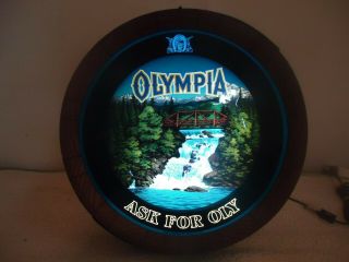 Vintage Olympia Beer " Ask For Oly " Lighted Motion Sign