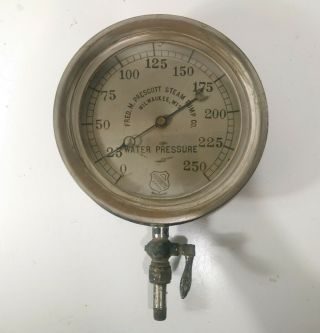 Large Antique Vtg Ashcroft Water Pressure Steam Pump Gauge Metal Steampunk