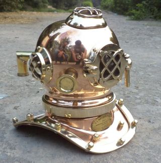 Antique copper miniature display diving helmets navy Vintage mini Divers helmet 3