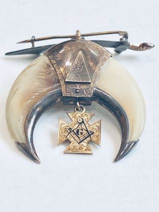 14k Antique Shriners Pharaoh & Scimitar Pin.  With Personally Addressed Letter. 3