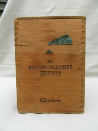 Vintage Ramon Allones Wooden Old Label Cigar Box Clarismo Empty 9