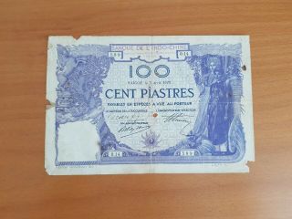INDOCHINA 100 Piastres 1919 France / French printing China RARE 8