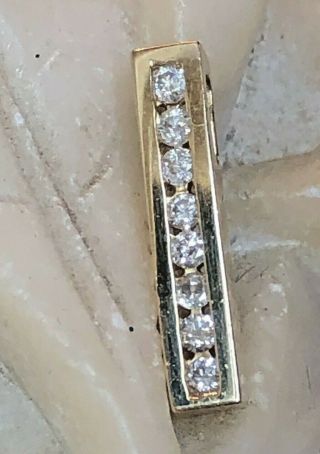Estate Vintage 14k Yellow Gold Natural Diamond Pendant Rectangle