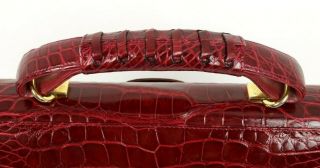 TITTI DELL ' ACQUA Vintage Cherry Red Alligator Skin Top Handle Satchel Bag 5