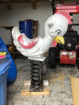 Antique Aluminum Rooster Playground Spring Ride On Toy Cast Iron Usa Farm Animal