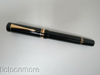 Vintage Parker Duofold Centennial Black Gft Arrow Cap Fountain Pen 83 18k Nib