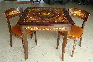 Vintage Sorrento Italian Game Table And Two Chairs