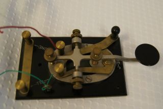 Vintage Western Electric Brass Morse Code Telegraph Key - No 21 A 100 OHMS 8