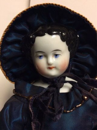 Antique Porcelain/china Head Girl Doll Fabric Sawdust Body - 12” H