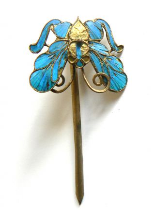 Qing Dynasty Kingfisher Feather Hair Pin Antique 19th Century China Tian - Tsui 點翠