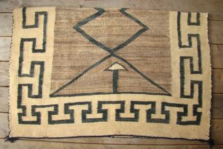 Antique Navajo Double Saddle Blanket All Natural Native American Rug 3