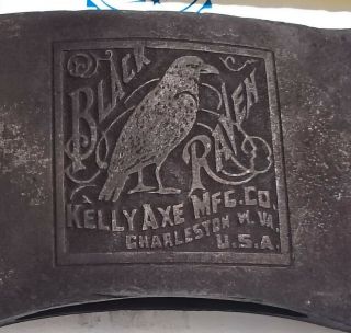Vintage Kelly Black Raven Axe,  Double Bit Axe,  Embossed Logo Axe Head