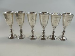 Set Of Six Matched Silver Kiddush Cup / Birmingham / Chester 1913 Ref 152/2