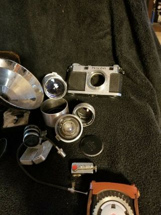 Vintage 1950 ' s 35mm Nikon S Rangefinder Camera with 3 lenses and accessories 9