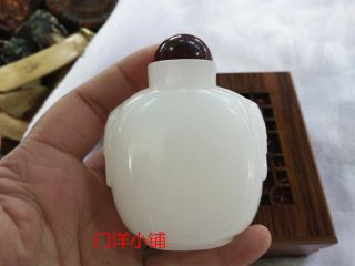 Exquisite China Hotan Jade White jade Hand - made Snuff bottle 4
