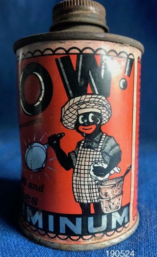 Vintage Antique Wow Aluminum Metal Polish Cleaner Tin Can Black Americana 1930s