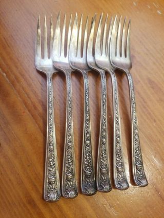 6 Sterling Silver Forks Rose 253 Grams Total Weight Scrap Or Use