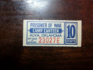 Prisoner Of War Camp Canteen Alva Oklahoma Military Trade Good For Token Chit