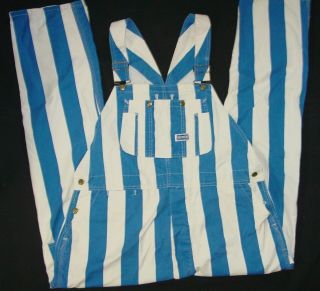 Vintage Big Smith Wide Blue White Stripe Overalls Men 