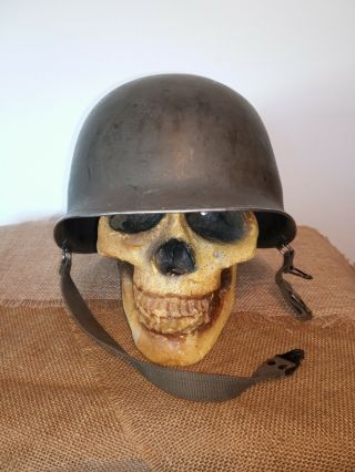 Vintage Austrian Military M1 Helmet W/ Chinstrap Bundesrupublik