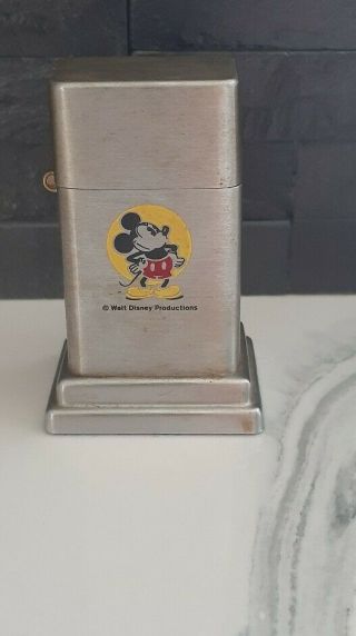 Very Rare Vintage 1970s Mickey Mouse Zippo Barcroft Table Lighter