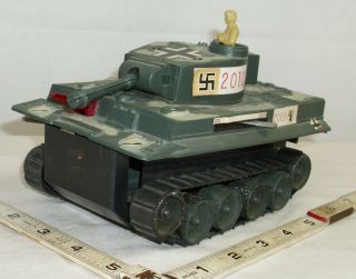 German Panzer Tank Wwii Wind Up Crawling Toy 1960s By Durham