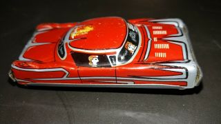 Vintage Small Tin Litho Toy Friction Car Made In Japan Red Coupe