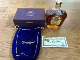 Crown Royal Vintage 1953 Whiskey Bottle Decanter Box Bag Certificate