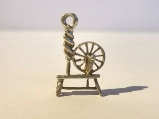 Vintage Sterling Silver Spinning Wheel Charm - Metal Detecting Find