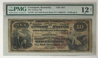 1882 German National Bank Kentucky $10 Red Seal Brown Back Pmg 12 Rare