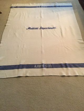 Vintage Wwii Us Navy Medical Department 100 Wool Blanket