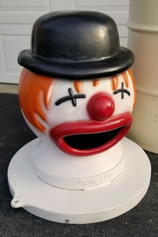 Vintage 1950s Carnival Amusement Park Midway Game Time Circus Clown Head & Can