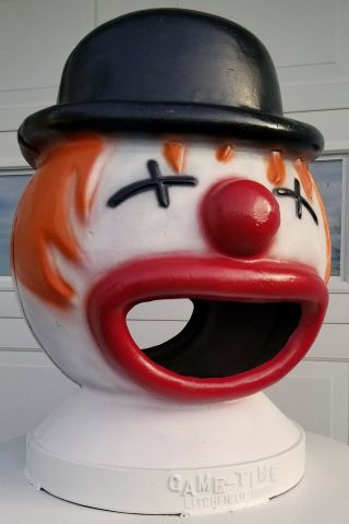 Vintage 1950s Carnival Amusement Park Midway Game Time Circus Clown Head & Can 4