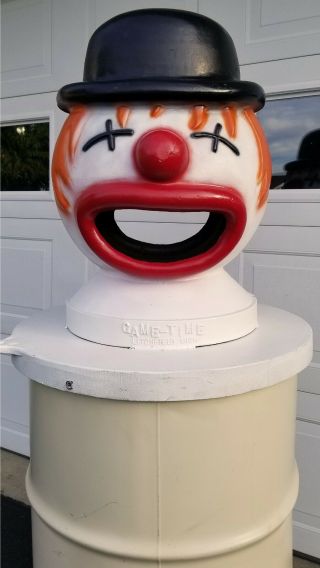 Vintage 1950s Carnival Amusement Park Midway Game Time Circus Clown Head & Can 6