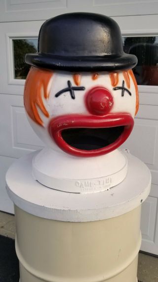 Vintage 1950s Carnival Amusement Park Midway Game Time Circus Clown Head & Can 7