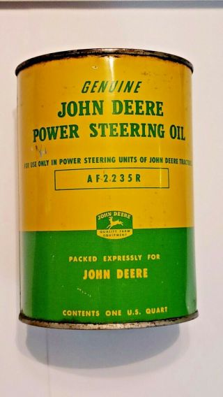 Rare John Deere Full Power Steering Oil Can Farm Gas Tractor Old Vintage 1950s
