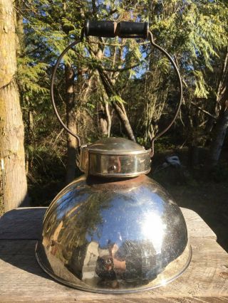 Antique Coleman Arc Lantern Dome Shade With Handle & Globe Clips